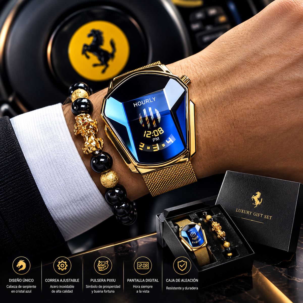 Reloj de Lujo para Hombre + Pulsera Pixiu | Diseño Exclusivo y Elegante