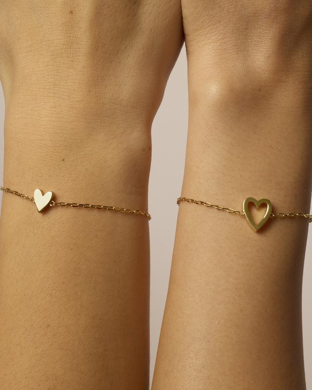 Pulseras de Pareja con Corazón (Set de 2) | Acero Inoxidable Chapado en Oro de 18K