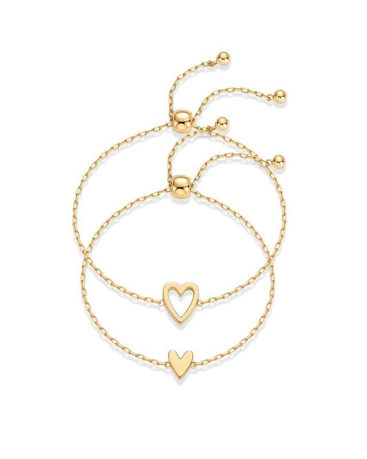 Pulseras de Pareja con Corazón (Set de 2) | Acero Inoxidable Chapado en Oro de 18K